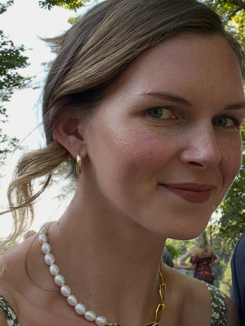 Mejuri freshwater pearl gold paperclip necklace